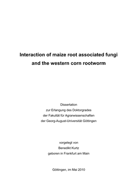 Interaction of Maize Root Associated Fungi and the Western Corn Rootworm