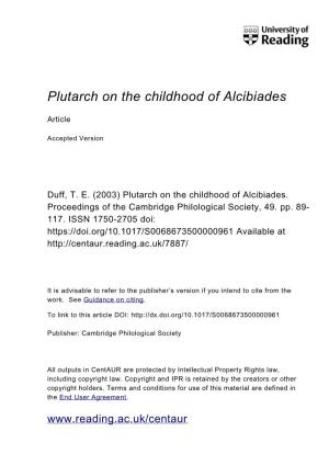 Plutarch on the Childhood of Alcibiades
