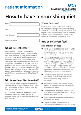 How to Have a Nourishing Diet (RDE 20 188 002)