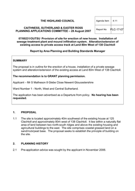 THE HIGHLAND COUNCIL CAITHNESS, SUTHERLAND & EASTER ROSS PLANNING APPLICATIONS COMMITTEE – 28 August 2007 07/00231/OUTSU P