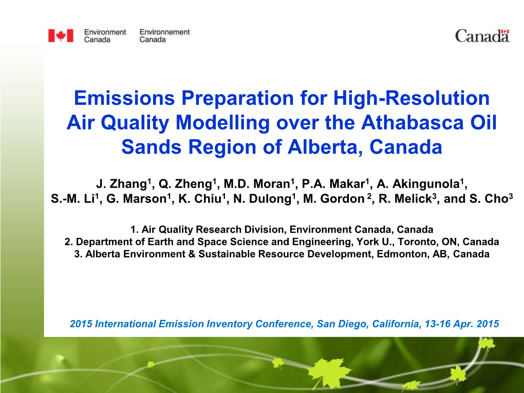 Emissions Preparation for High-Resolution Air Quality Modelling Over the Athabasca Oil Sands Region of Alberta, Canada