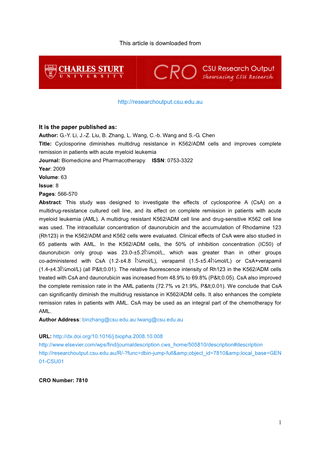 Reversed Recurrent / Refractory Leukemia Multi-Drug Resistance