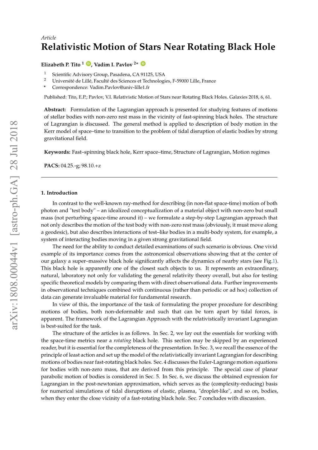 Relativistic Motion of Stars Near Rotating Black Hole