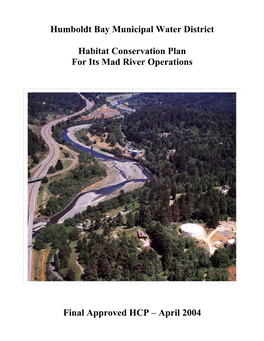 Humboldt Bay Municipal Water District Habitat Conservation Plan for Its