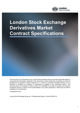 London Stock Exchange Derivatives Market Contract Specifications
