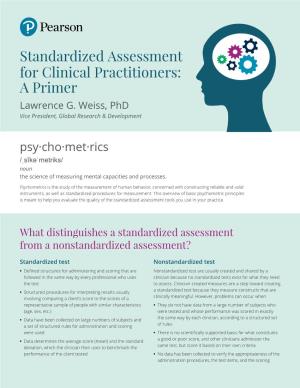 Standardized Assessment for Clinical Practitioners: a Primer Lawrence G