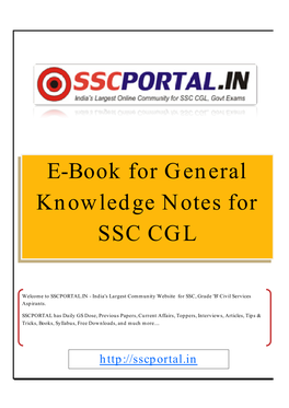 E-Book for General Knowledge Notes for SSC CGL
