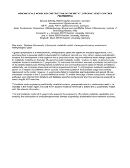 42 Genome Scale Model Reconstruction of the Methylotrophic