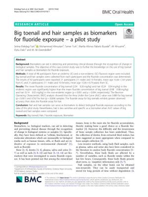 Big Toenail and Hair Samples As Biomarkers for Fluoride Exposure