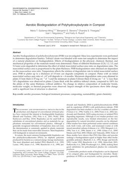 Aerobic Biodegradation of Polyhydroxybutyrate in Compost