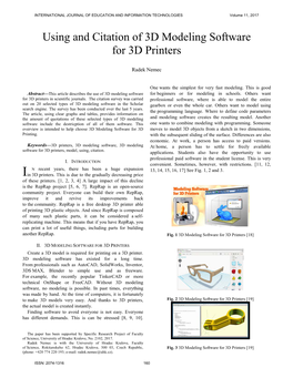 Using and Citation of 3D Modeling Software for 3D Printers