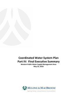 Coordinated Water System Plan Part IV: Final Executive Summary Western Public Water Supply Management Area May 22, 2018