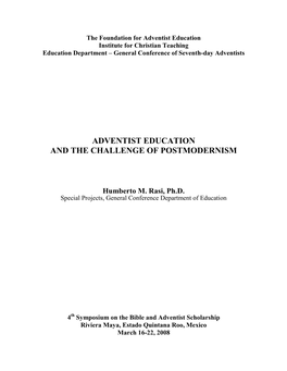 Adventist Education and the Challenge of Postmodernism