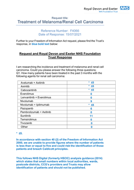 Treatment of Melanoma/Renal Cell Carcinoma