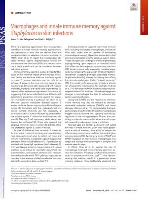 Macrophages and Innate Immune Memory Against Staphylococcus Skin Infections COMMENTARY Jonas D