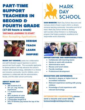 Part-Time Support Teachers in Second & Fourth Grade