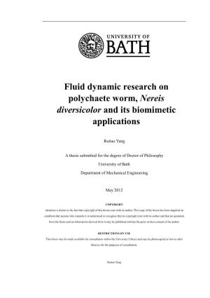 Fluid Dynamic Research on Polychaete Worm, Nereis Diversicolor and Its Biomimetic Applications