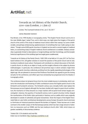 Towards an Art History of the Parish Church, 1200-1399 (London, 2-3 Jun 17)