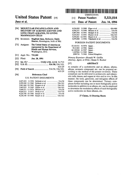 United States Patent 19 (11) Patent Number: 5,321,014 Janz Et Al