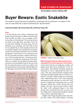 Buyer Beware: Exotic Snakebite