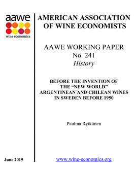 Argentinean and Chilean Wines in Sweden Before 1950