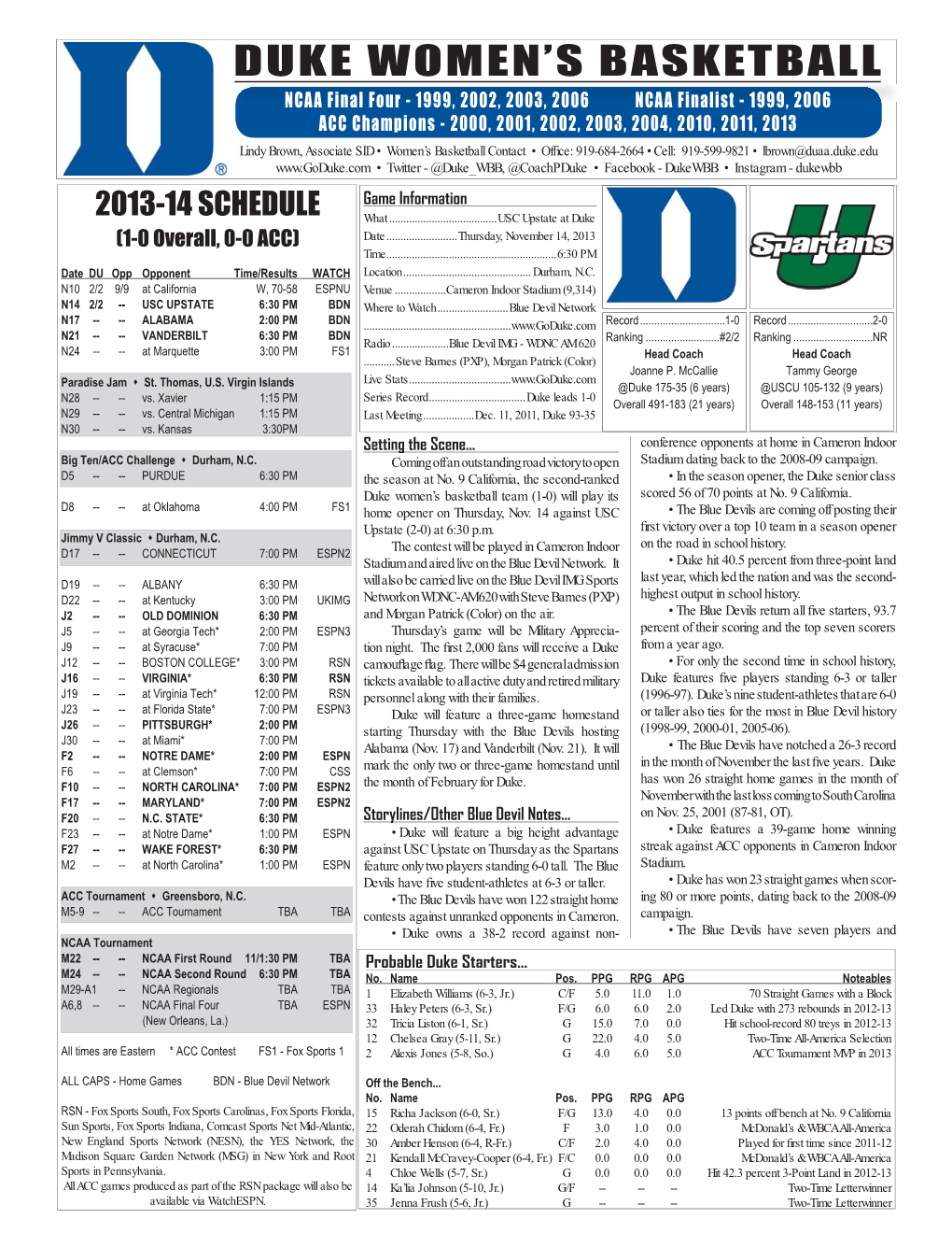 2013-14 WBB Game Notes