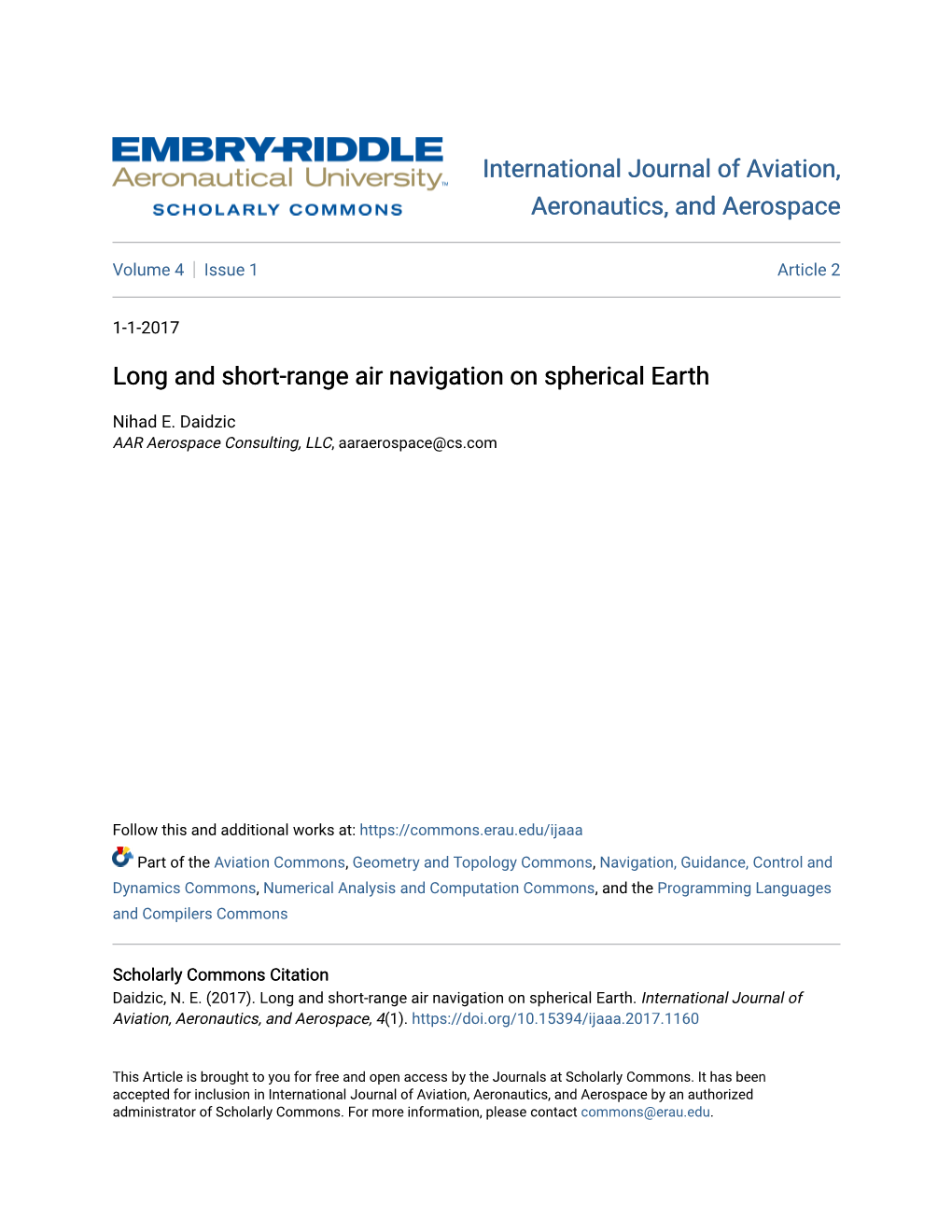 Long and Short-Range Air Navigation on Spherical Earth