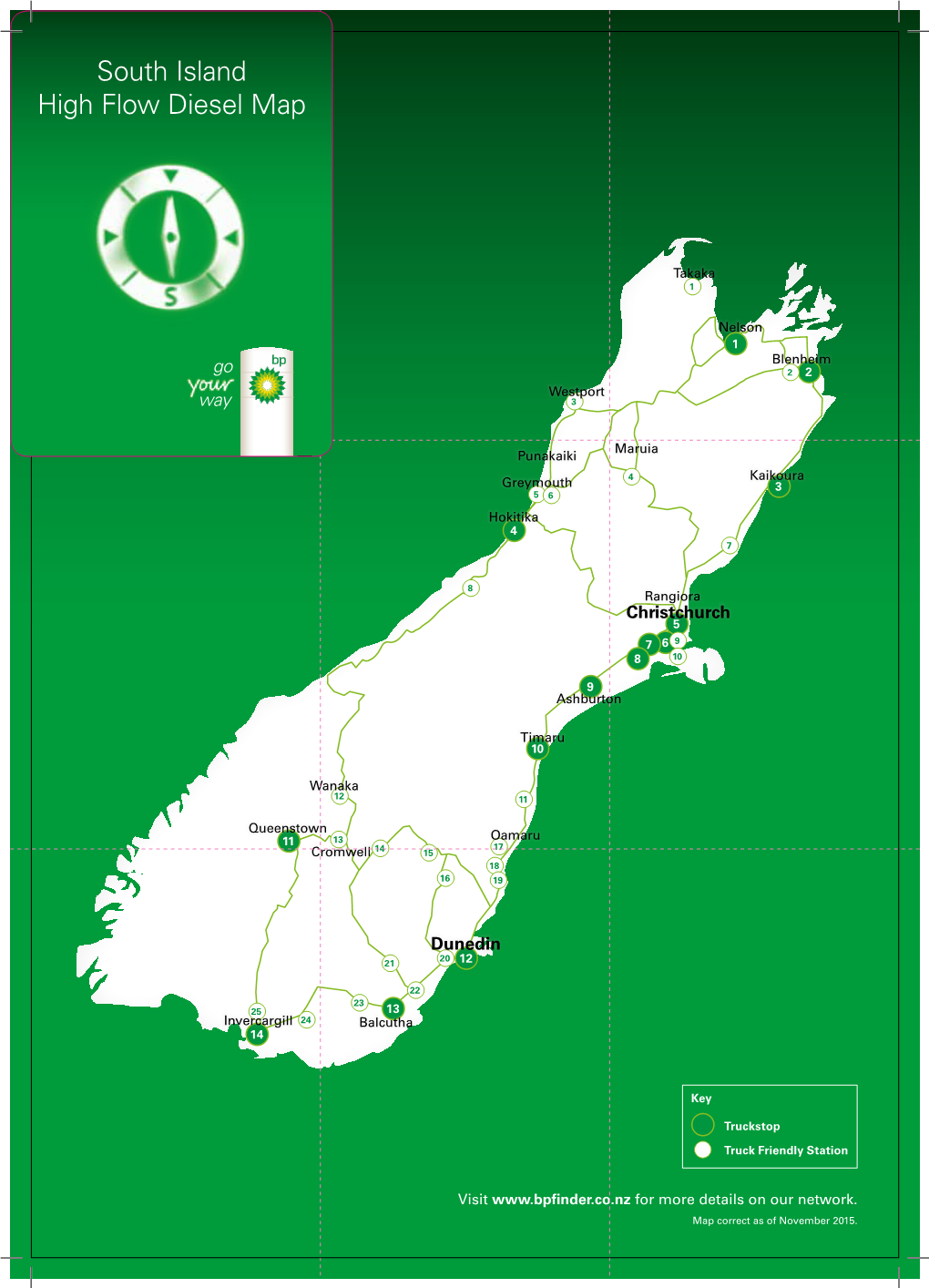 South Island High Flow Diesel Map