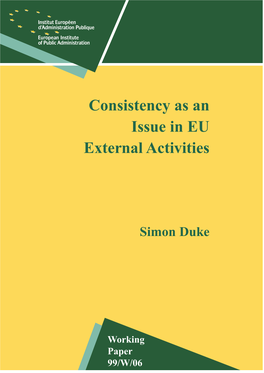 Consistency As an Issue in EU External Activities
