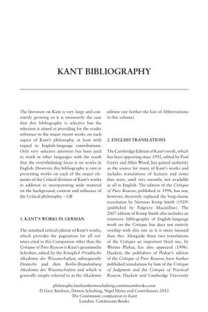 Kant Bibliography