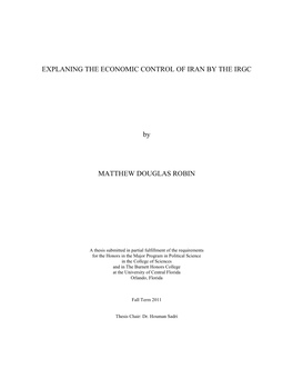 EXPLANING the ECONOMIC CONTROL of IRAN by the IRGC by MATTHEW DOUGLAS ROBIN