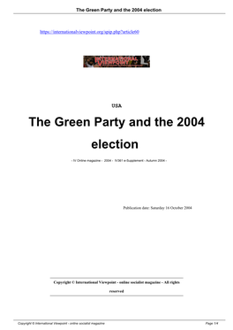 The Green Party and the 2004 Election