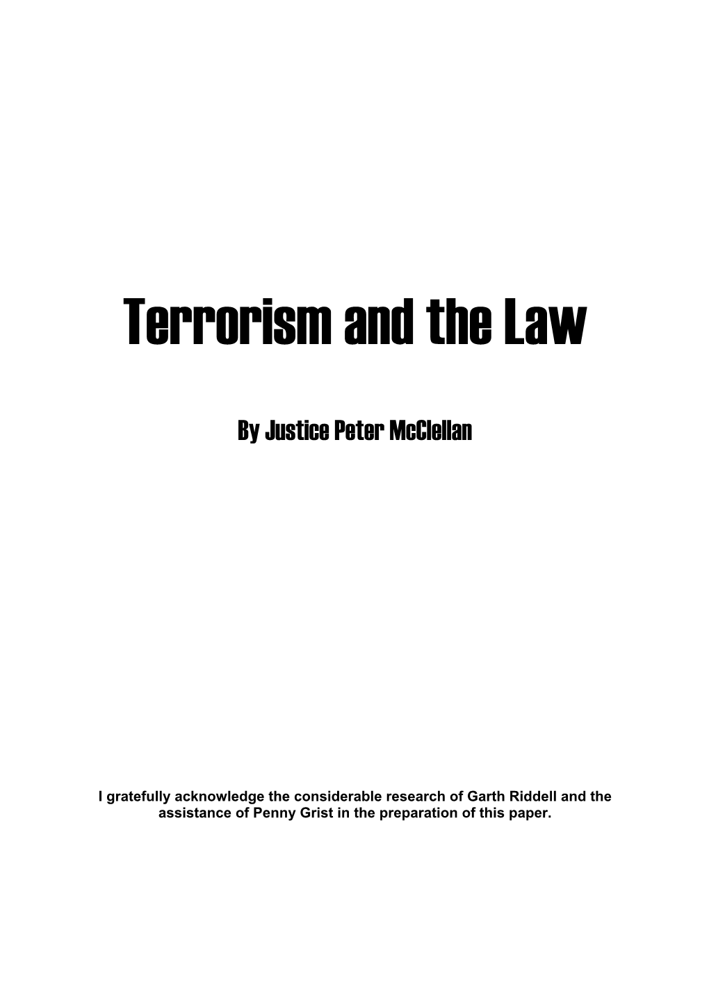 Terrorism and the Law