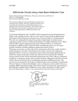 SSB Exciter Circuits Using a New Beam-Deflection Tube