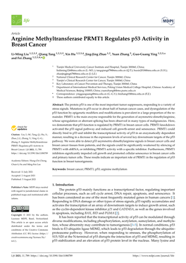 Arginine Methyltransferase PRMT1 Regulates P53 Activity in Breast Cancer