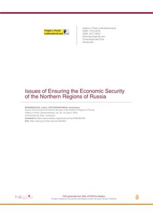 Issues of Ensuring the Economic Security of the Northern Regions of Russia