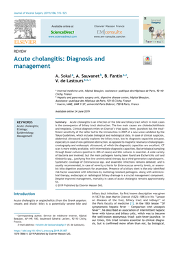 Acute Cholangitis: Diagnosis and Management