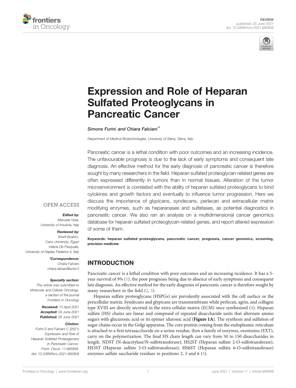 Expression and Role of Heparan Sulfated Proteoglycans in Pancreatic Cancer