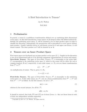 A Brief Introduction to Tensors∗