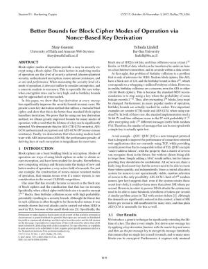 Better Bounds for Block Cipher Modes of Operation Via Nonce-Based Key Derivation