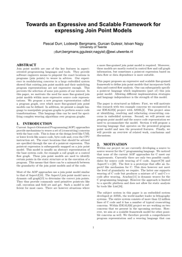 Towards an Expressive and Scalable Framework for Expressing Join Point Models