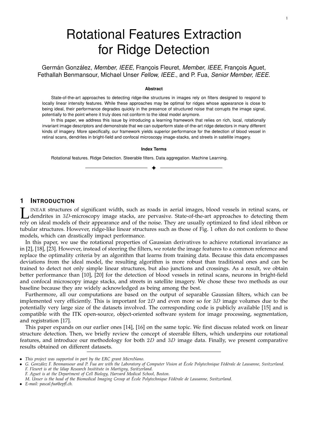 Rotational Features Extraction for Ridge Detection