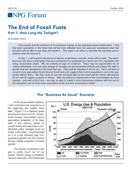 The End of Fossil Fuels Part 1