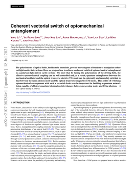 Coherent Vectorial Switch of Optomechanical Entanglement