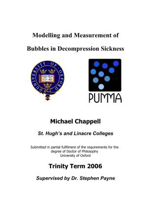 Modelling and Measurement of Bubbles in Decompression Sickness Michael Chappell St