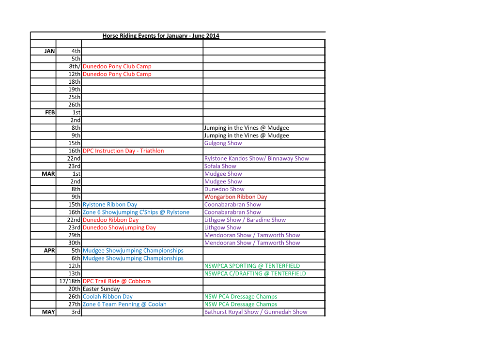 Dunedoo Pony Club Calendar.Pdf