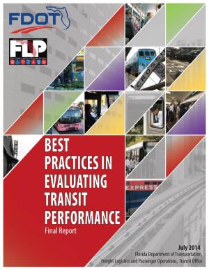 Best Practices in Evaluating Transit Performance Survey