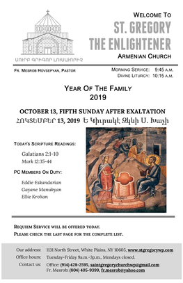 St. Gregory Bulletin, October 13 2019.Pub