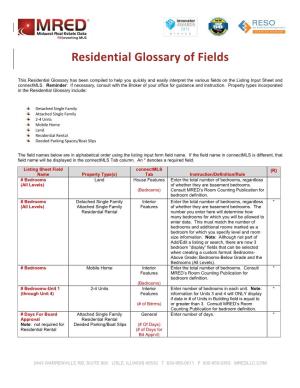 Residential Glossary of Fields
