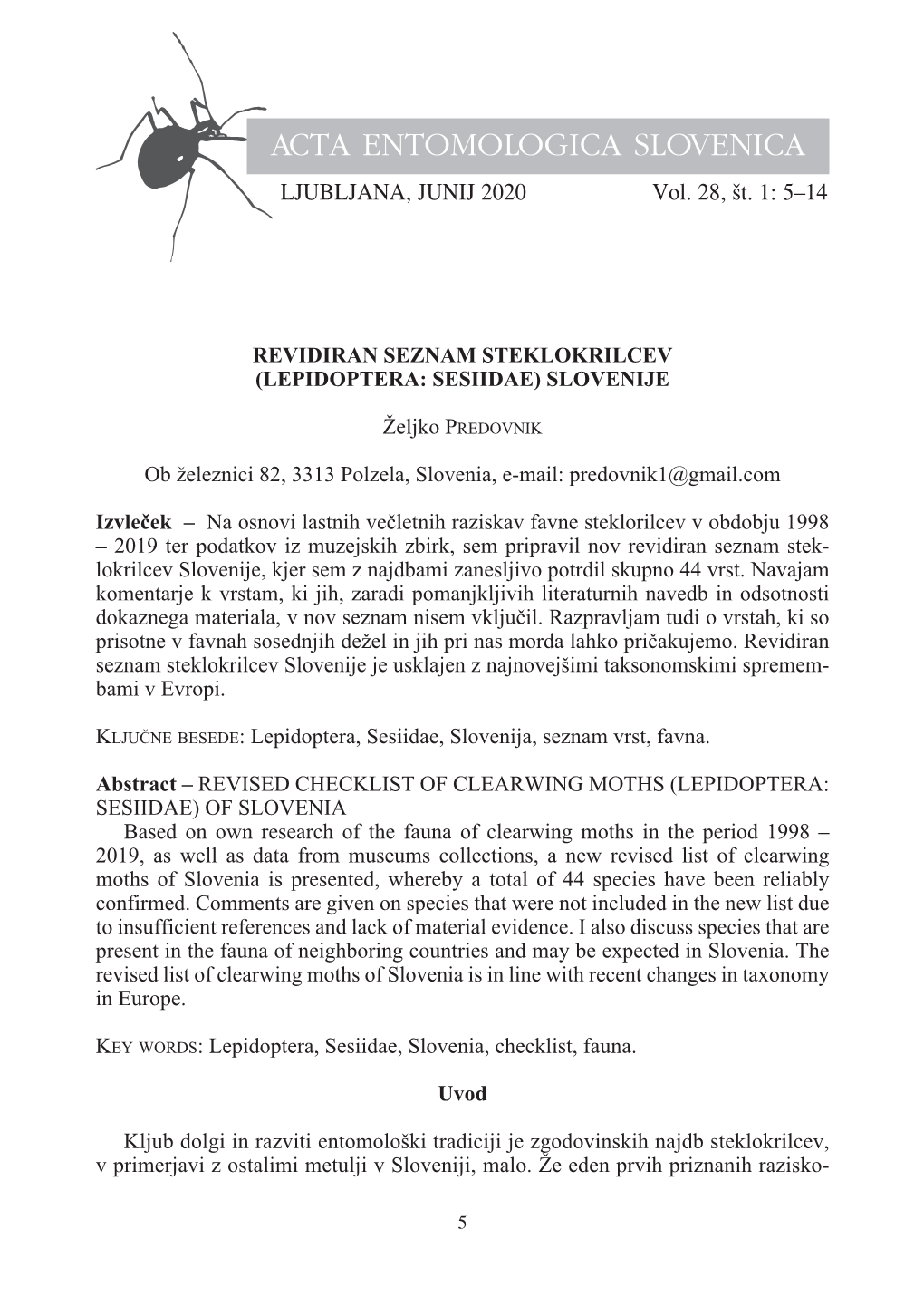 Acta Entomologica Slovenica, 28 (1), 2020 Valcev J.A